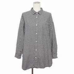 シップス SHIPS any ランネル ギンガム チェック シャツ 黒 白