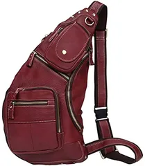 monolife ボディバッグ 本革 メンズ レザー ショルダーバッグ 斜めがけ レディース 全6色(レッド)