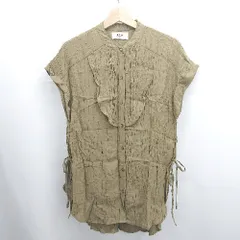 ◇ ⊂ φ AZUL BY MOUSSY アズール バイマウジー ノースリーブ シャツ サイズM カーキ レディース E  【1503040000485】
