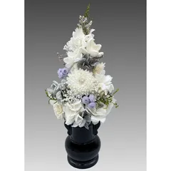 仏花　プリザーブドフラワー 仏壇　お供え　お彼岸　天然素材　お悔み　お盆　新盆　四十九日　ギフト　飾れる　花器付Ｍ