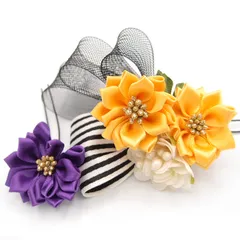 髪飾り 成人式 振袖 浴衣 袴 ２点セット 黄色 つまみ細工 リボン 結婚式 入学式 入園式 卒園式 卒業式 七五三 ブライダル 前撮り 和装 日本製 花 簪 かんざし フォーマル 花飾り 人気 着物 辛子色 W 28 323-269 u866　Si