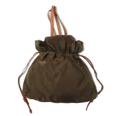 PRADA ジャガード 巾着 トートバッグ ショルダーバッグ カーキ ナイロン ロゴプリント