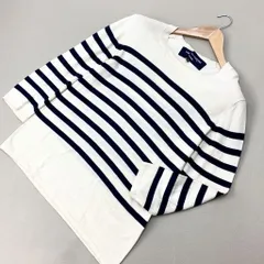 コムデギャルソンオム ☆ COMME des GARCONS HOMME ボーダー ニットセーター 七分丈袖 オフホワイト ネイビー S 定番 説明不要の一品■C187のサムネイル