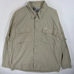 古着 コロンビア Columbia 長袖シャツ GRT ボタンダウンシャツタイプ 大きいサイズ XL  ベージュ 無地 メンズ