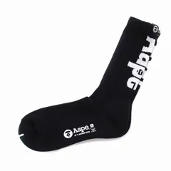アベイシングエイプ A BATHING APE 靴下 ソックス ロゴ プリント L 黒 ブラック /YMのサムネイル