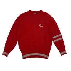 90s 中古 ゲス GUESS USA クルーネックセーター クリーニング済み イタリア製 ITALY 刺繍ロゴ メンズ 実寸 Mサイズ
