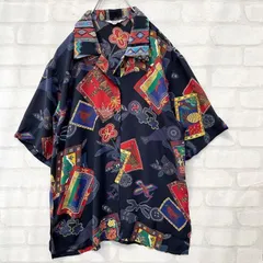 【良デザイン】ヴィンテージ 昭和レトロ マルチカラー アート柄 半袖レトロシャツ