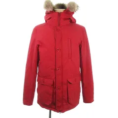 チャオパニック CIAOPANIC GENUINE GARMENT ジャケット マウンテンパーカー ダウン 長袖 フード ファー コットン 厚手 無地 L 赤 レッド アウター /BTのサムネイル