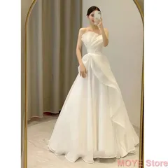 ウエディングドレス  Aライン 前撮り フレンチスリーブ ドレス  豪華 マーメイド ホワイト 二次会 結婚式 0381