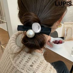 ヘアアクセサリー ヘアゴム パール メタル プレート リボン 上品 おしゃれ 変形 ニュアンス こなれ感 ジャージヘアゴム まとめ髪 韓国 韓国っぽ lupis ルピス v2536