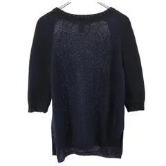 マークバイマークジェイコブス 5分袖 リネンブレンド 切替 セーター XS ネイビー系 MARC BY MARC JACOBS ニット レディース 古着 【231222】のサムネイル