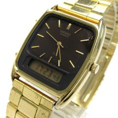 セイコー ハイブリッド デジアナ メンズ ゴールド ブラウン文字盤 H449-506A 時計 SEIKO クォーツ 稼動品