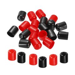 【新着商品】uxcell ゴムエンドキャップカバーアソートメント 19 mm ビニール ねじプロテクター ラウンド PVC 真空キャップ ネジ ボルト パイプ用 ブラック レッド 20個