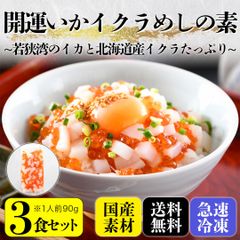 海鮮丼【開運イカいくらめしの素】３食セット90g×3