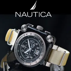 入手不可能 チタン製クロノグラフ NAUTICA 最上位機種 スクエア NATO軍ベルト ノーティカ 新品1円 メンズ 腕時計 超絶激レア日本未発売