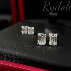 PT950 2ct D VS1 オーダーメイドピアス ラボグロウンダイヤモンドピアス IGI鑑定書付き エメラルドカット シンプルピアス  誕生日記念日プレゼント  プラチナ 一粒ダイヤピアス  定番ジュエリー