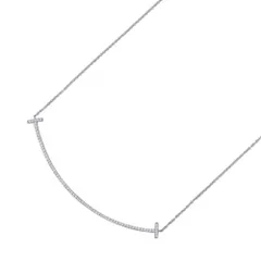 ティファニー ネックレス Tスマイル ペンダント ラージ ダイヤモンド 計0.19ct K18WGホワイトゴールド 60011655