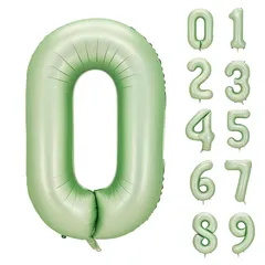 Lausatek バルーン アルミ風船 数字0 ナンバー 40インチ 大きい 誕生日 ハッピーバースデー 飾り付け ウェディング 記念日 パーティー 緑 約90cm オリーブグリーン 1