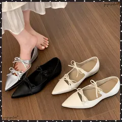 ダブルリボンパンプス美脚ポインテッドトゥ バレエパンプスぺたんこ 歩きやすい 走れるパンプス 痛くない インソールフラットシューズ きれいめ浅口パンプス 韓国風靴 大人可愛いパンプス 疲れない軽量靴通勤 オフィスカジュアル