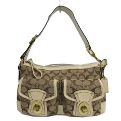 コーチ COACH ショルダーバッグ レガシー シグネチャー F12869 ワンショルダー キャンバス エナメル ベージュ ブラウン 茶