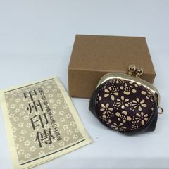D160　未使用　印傳屋　がま口　花柄　コインケース　小銭入れ　甲州印伝　INDENYA　鹿革　伝統工芸品