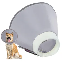 新着商品 IECOii エリザベスカラー 犬 猫 防水タイプ 調整可能 軽量 引っ掻き防止 傷舐め防止 皮膚病 傷口保護 去勢手術 避妊 中型犬 グレー L
