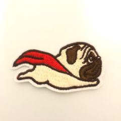 アイロンワッペン　パグ　スーパーマン　ワッペン　わんこ