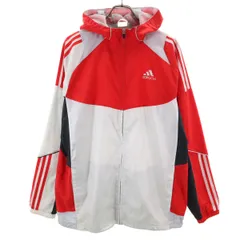 adidas アディダス ジップジャケット O レッド系 裏メッシュ 3ライン メンズ 古着