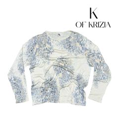 K OF KRIZIA K オブ クリツィア 長袖 薄手 ニット ベージュ シルク混 アニマル柄 レディース Freeサイズ 日本製