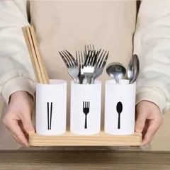 箸スタンド 箸立て 水切り キッチン収納 食器収納　  スプーン フォーク ナイフ 3分け収納 北欧風