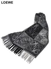 LOEWE (ロエベ) ウール＆カシミヤ アナグラム チェッカーボード マフラー LELF810487X17 レディース (ブラック)