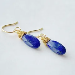 ラピスラズリのロングドロップピアス