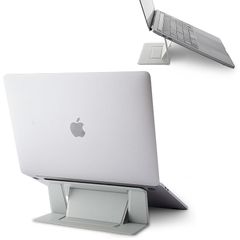 【貼ったまま持ち運べる超薄型】ノートパソコンスタンド ノートPCスタンド 貼り付けっぱなしOK 薄型 11-16インチ対応 耐荷重5kg 二段階調整 二段階調節 放熱穴 付き 超軽量 繰り返し粘着可能 持ち運び 粘着タイプ 姿勢改善 肩こり 腰痛 猫背 防 0
