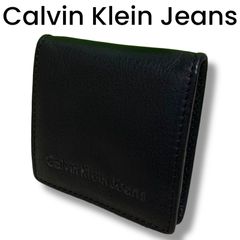 Calvin Klein Jeans カルバンクラインジーンズ ブラック 折りたたみ財布 二つ折り レザー 牛革 メンズウォレット 000949H