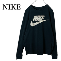 NIKE ナイキ　長袖　Tシャツ　ロンT パイソン　蛇柄　ロゴ　黒　L メンズ