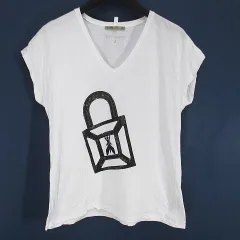 パトリツィアペペ PATRIZIA PEPE 半袖 カットソー Tシャツ 1 ホワイト 白 ラインストーン 透け感 綿 コットン のサムネイル