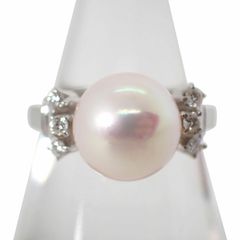 ミキモト Pt900 アコヤ真珠/パール ダイヤ リング /8.5号/j4-2