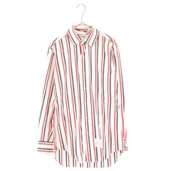 THOM BROWNE (トムブラウン) トリコロールテープ ストライプ ブロードシャツ 長袖シャツ ホワイト/レッド/ネイビーのサムネイル