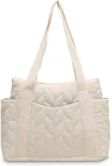 MT's SHOP トートバッグ レディース A4 大容量 軽量 キルティング やわらか サイドポケット 肩掛け 手提げ マザーズ 通勤 SH388( ホワイト)