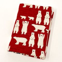 布ブックカバー しろくま 文庫本サイズ リバーシブル ハンドメイド B041
