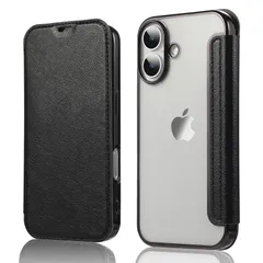 YUYIB iPhone 16 Plus 用 ケース 6.7 手帳型 背面 クリア 透明 高級なPUレザー+TPU 衝撃吸収 軽量薄型 ブランド スマホケース iPhone16 Plus (2024) 用 ケース アイフォン16 Plus 用 手帳型 ケース