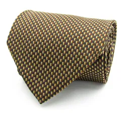 コムサデモードメン ブランド ネクタイ チェック柄 格子柄 シルク 日本製 PO メンズ ブラウン COMME CA DU MODE 【中古】