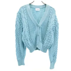 UNITED ARROWS ユナイテッドアローズ 日本製 長袖 Vネック ケーブル ニットカーディガン ブルー系 レディース 古着