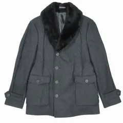 極美品 18AW エンポリオアルマーニ EMPORIO ARMANI フェイクファーショールカラー ウール コート アウター チャコールグレー サイズ48 11B440 11310 メンズ
