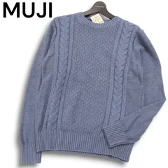 【新品 未使用】 MUJI 無印良品 通年 オーガニックコットン★ 地柄編み クルーネック ニット セーター Sz.M メンズ