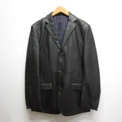 コムサデモードメン COMME CA DU MODE MEN 美品 ラムレザー 羊革 3B テーラード ジャケット M 黒 ブラック 裏地付き