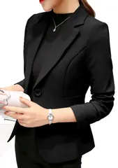 【数量限定】[アイユウガ] 春秋 スーツ レディース テーラードジャケット ブレザー ショート丈 ビジネス フォーマル 無地 修身 スリム 着痩せ アウター 卒業式 卒園式 発表会