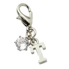 【T：シルバー × ワンサイズ】[Cream dot. クリームドット公式]チャーム イニシャル アルファベット 一粒ビジュー ミニ 小さい ワンポイント キーホルダー パーツ 金属アレルギー ニッケルフリーシンプル
