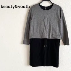 beauty&youth ワンピース　グレー　ストライプ　長袖　シンプル