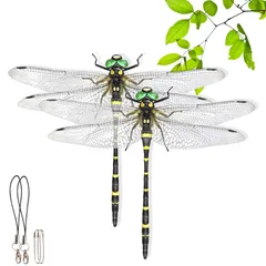 屋外と屋内両用(16cm-2匹) アウトドア キャンプ 渓流釣り 登山 室内 網戸 ベランダ 室内装飾 釣り 虫避け動物のプラモデル・模型 安全ピン付きストラップ付き PVC材質 市販最大オニヤンマ「本物とそっくり」SNS話題人気 2024新改良16センチ